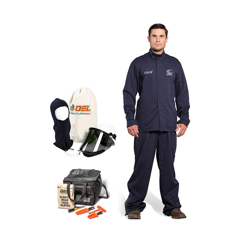OEL 12 CAL Arc Flash PPE Jacket and Bib-Overall Kit-HeadGear - AFW12-NJB