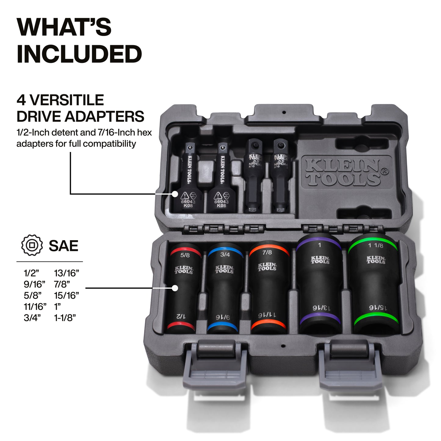 Klein 2-in-1 Impact Flip Socket Set, 5-Piece - 66055