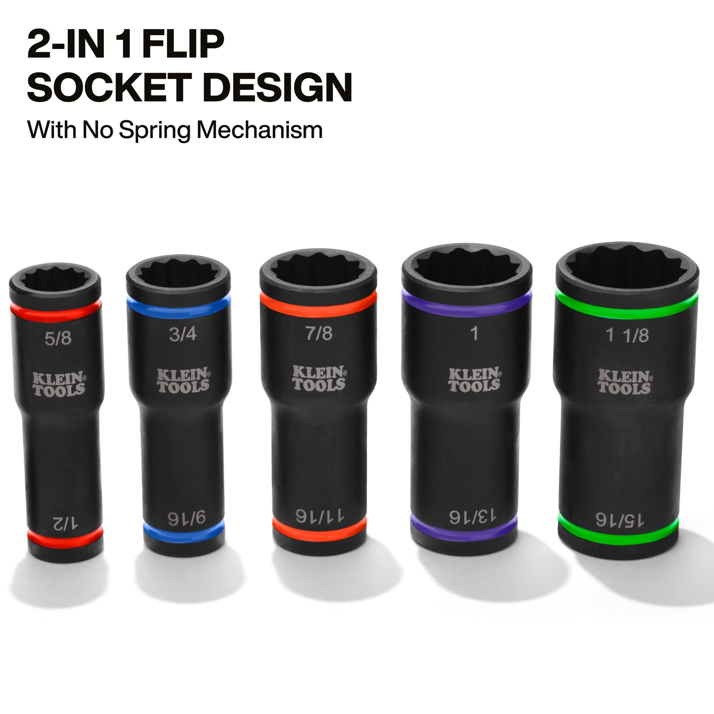 Klein 2-in-1 Impact Flip Socket Set, 5-Piece - 66055