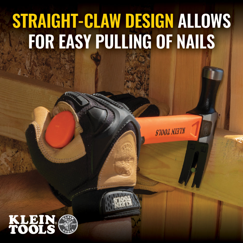 Klein 13" Straight-Claw Hammer w/Staple Puller