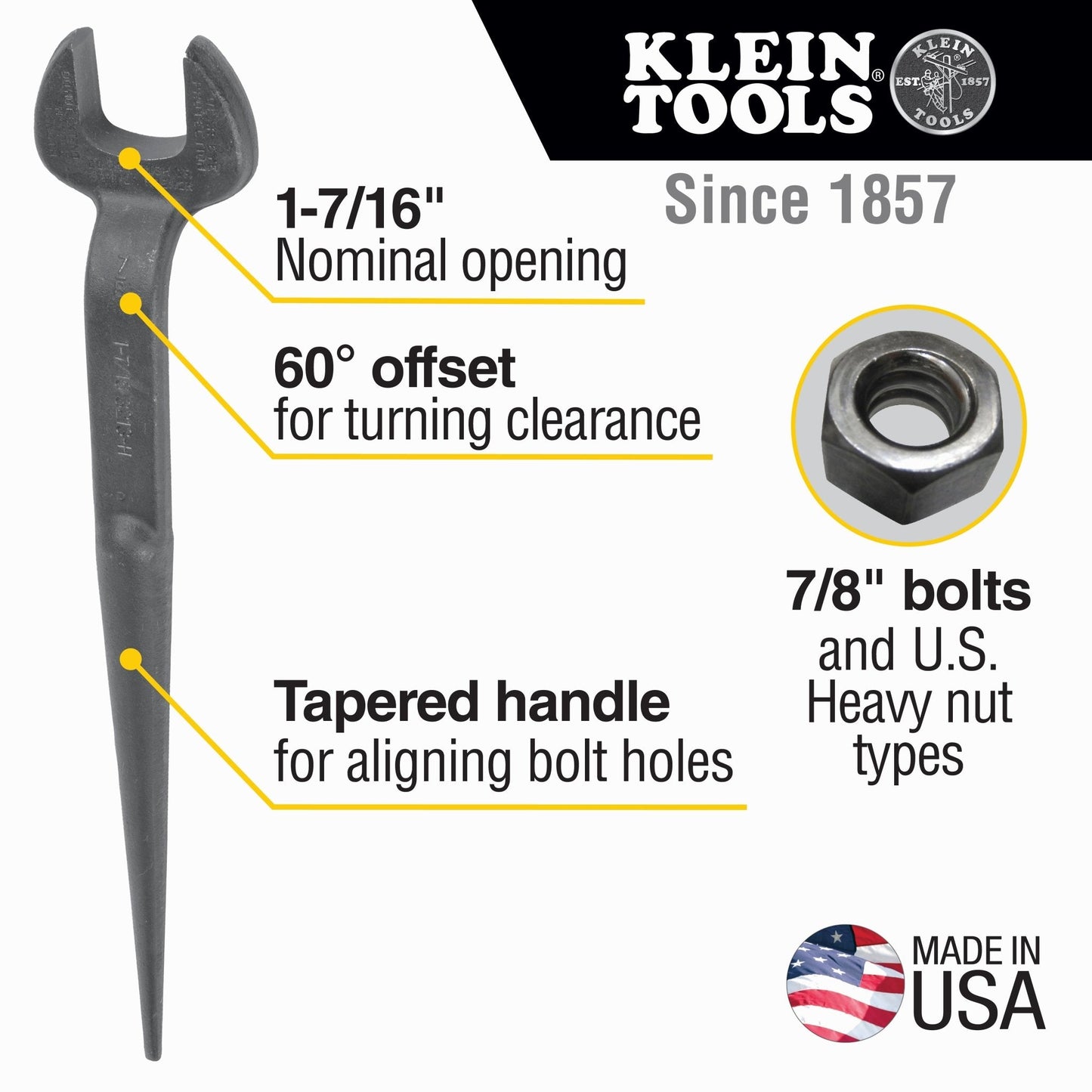 Klein Tools Erection Wrench for U.S. Heavy Nut