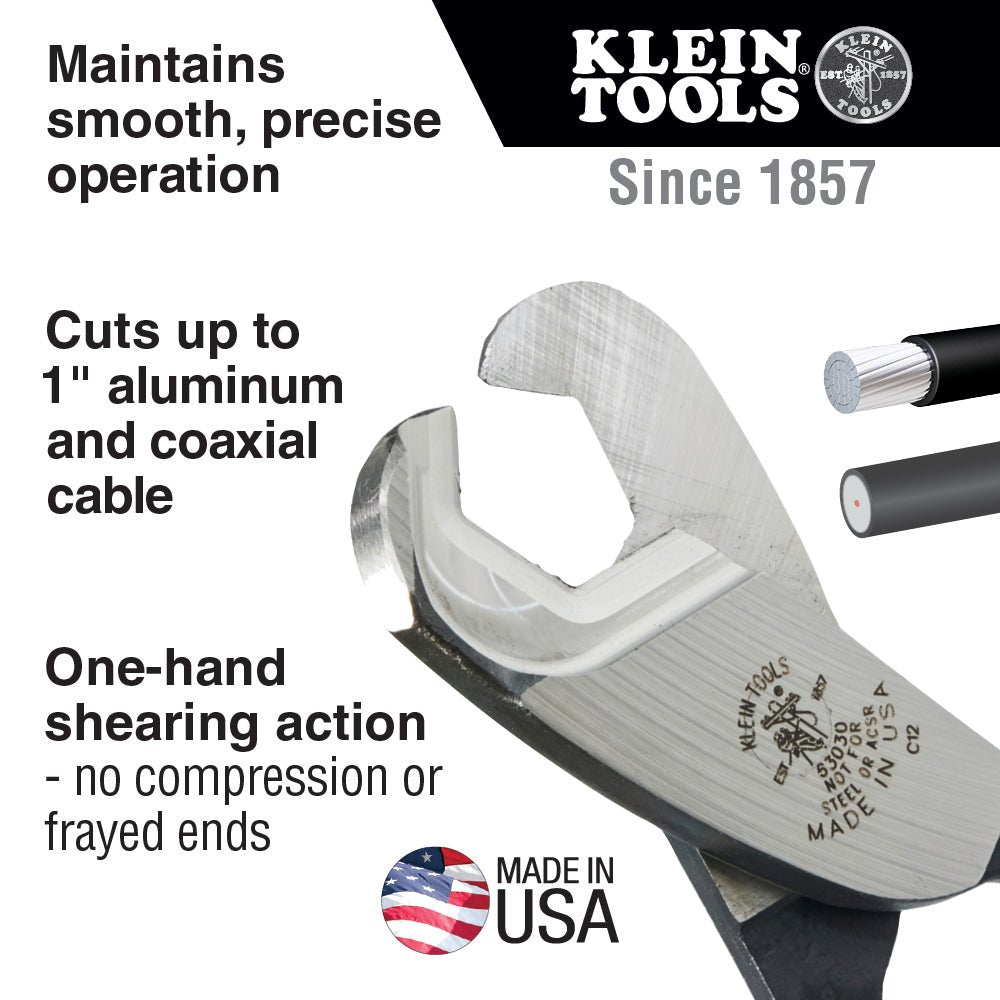 Klein Coaxial Cable Cutter 1" Capacity Cutting Pliers