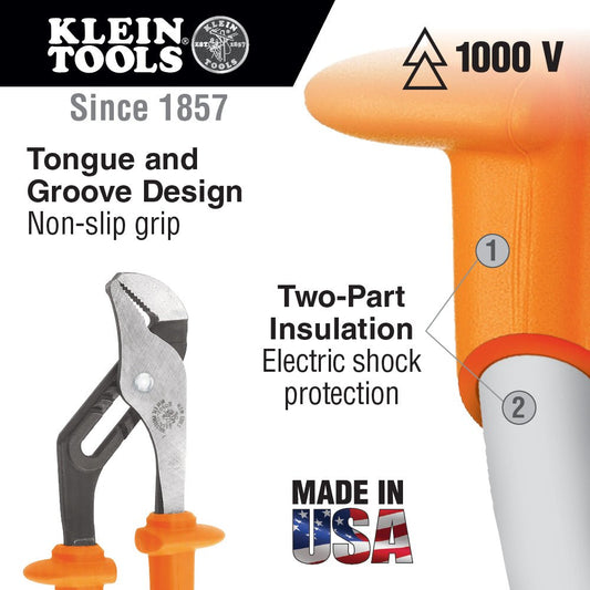 Klein 10" Linemen Insulated Pump Pliers - D502-10-INS