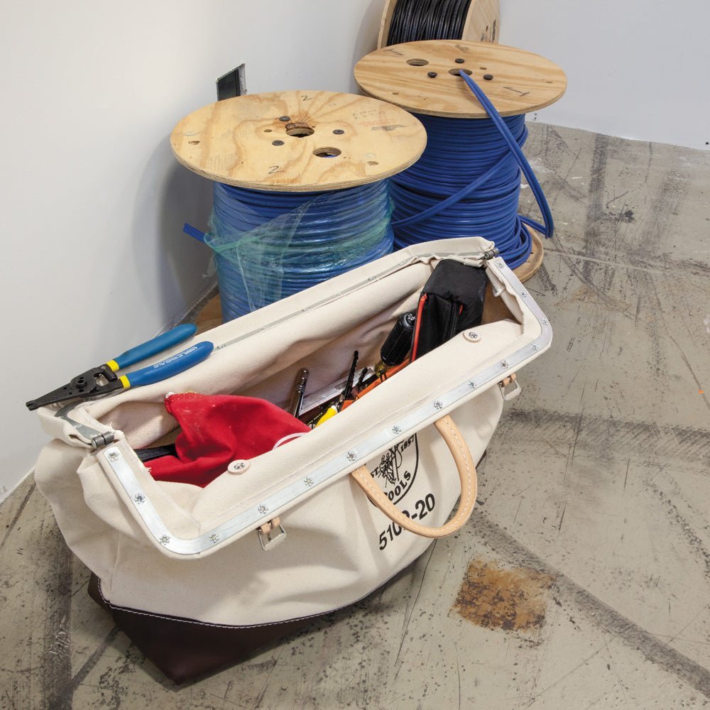 Klein 20'' Canvas Tool Bag Linemen Heavy - duty Tool Storage - 5102 - 20 - J.L. Matthews Co., Inc.