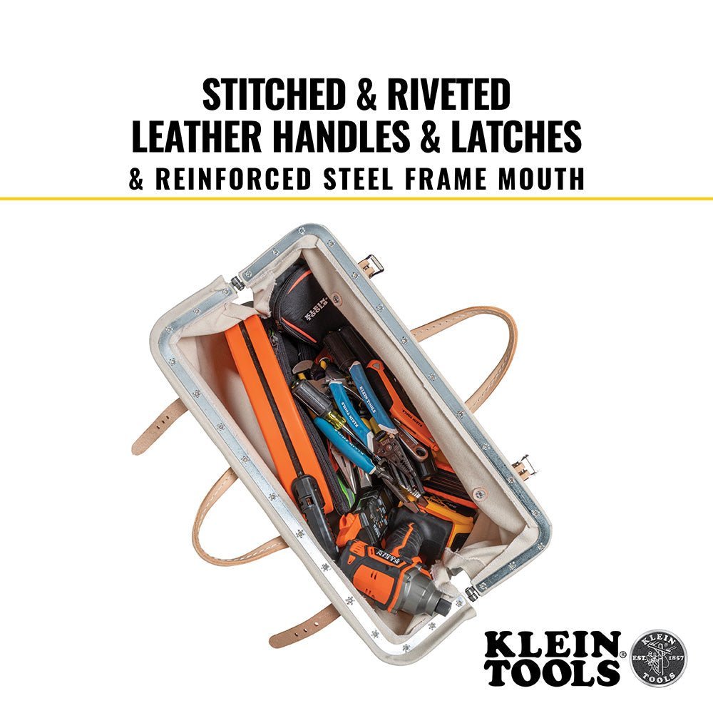 Klein 20'' Canvas Tool Bag Linemen Heavy - duty Tool Storage - 5102 - 20 - J.L. Matthews Co., Inc.