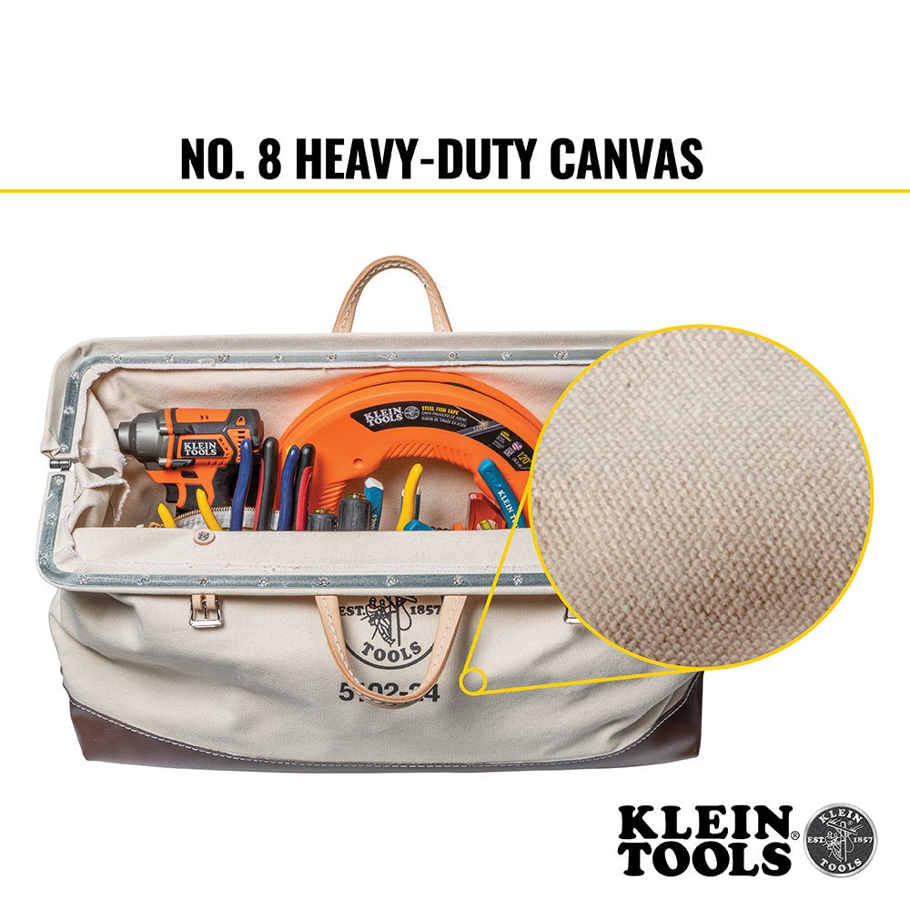 Klein 24'' Canvas Tool Bag Linemen Tool Storage Organizer - 5102 - 24 - J.L. Matthews Co., Inc.
