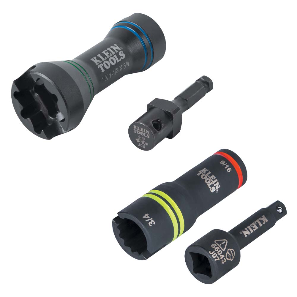 Klein 5 - in - 1 4 Piece Mini Impact Socket Set - 660KIT3 - J.L. Matthews Co., Inc.