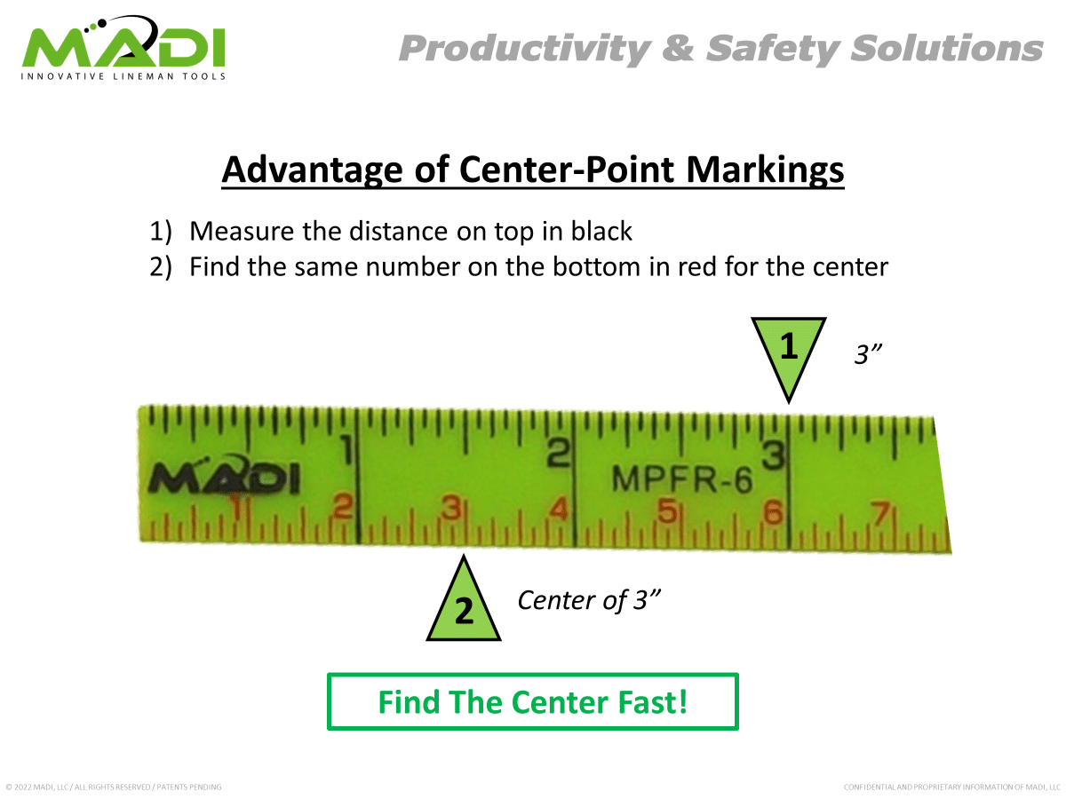 Madi 6' Fiberglass Folding Center-Point Measuring Scale - MPFR-6