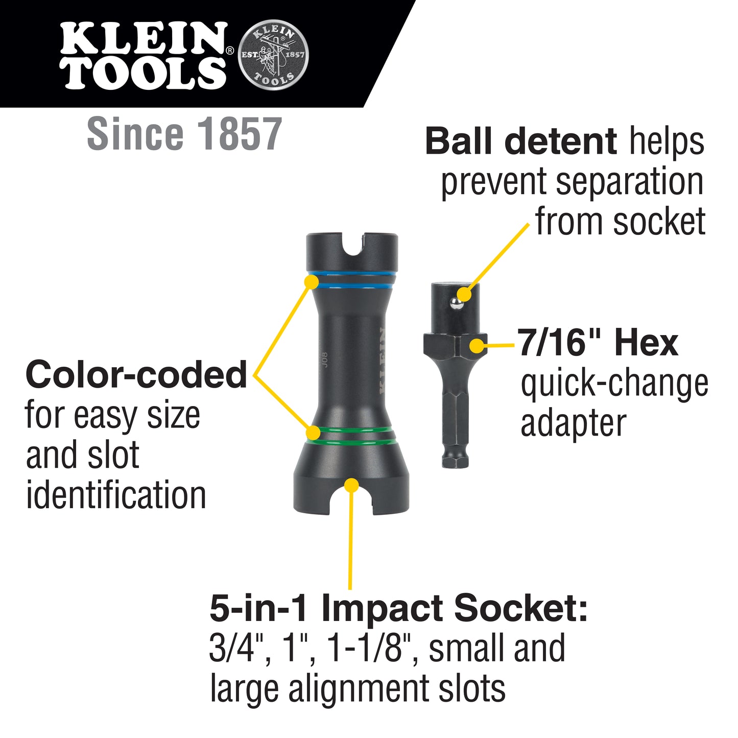 Klein Tools 5-in-1 Mini Impact Socket, 3-In-1 Flip Impact Socket Impact Socket Set - 660KIT3