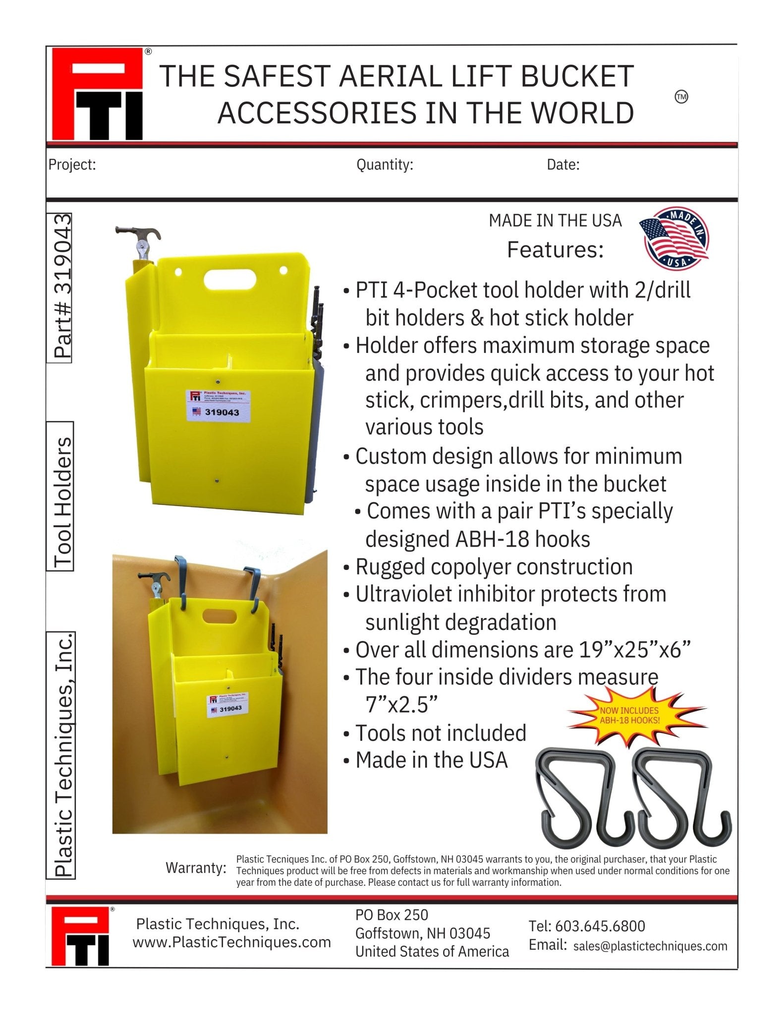 Plastic Technique Aerial Lift Bucket