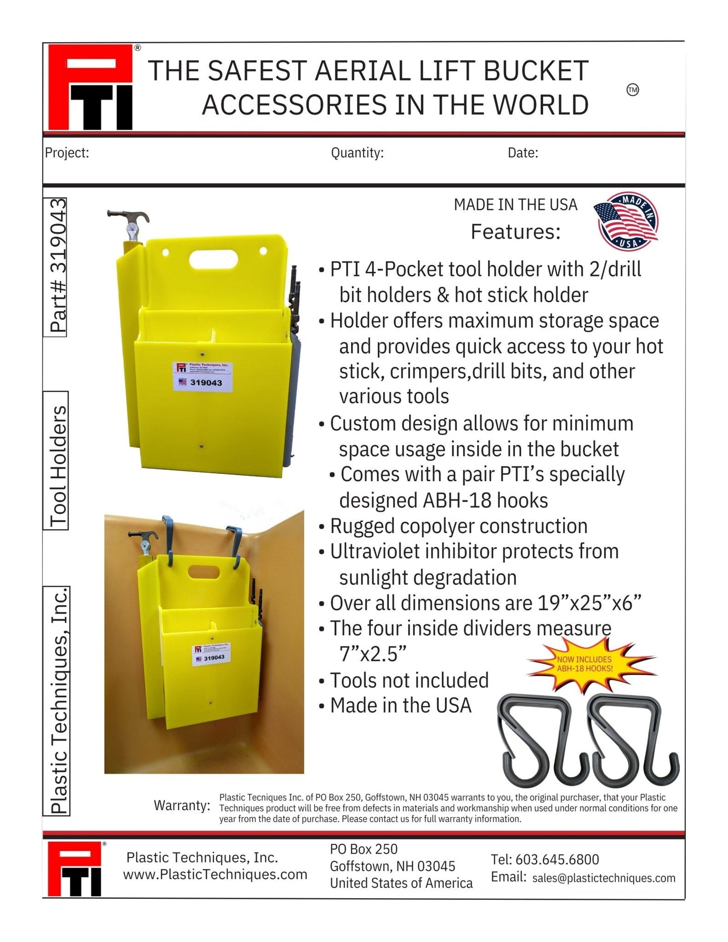 Plastic Technique Aerial Lift Bucket