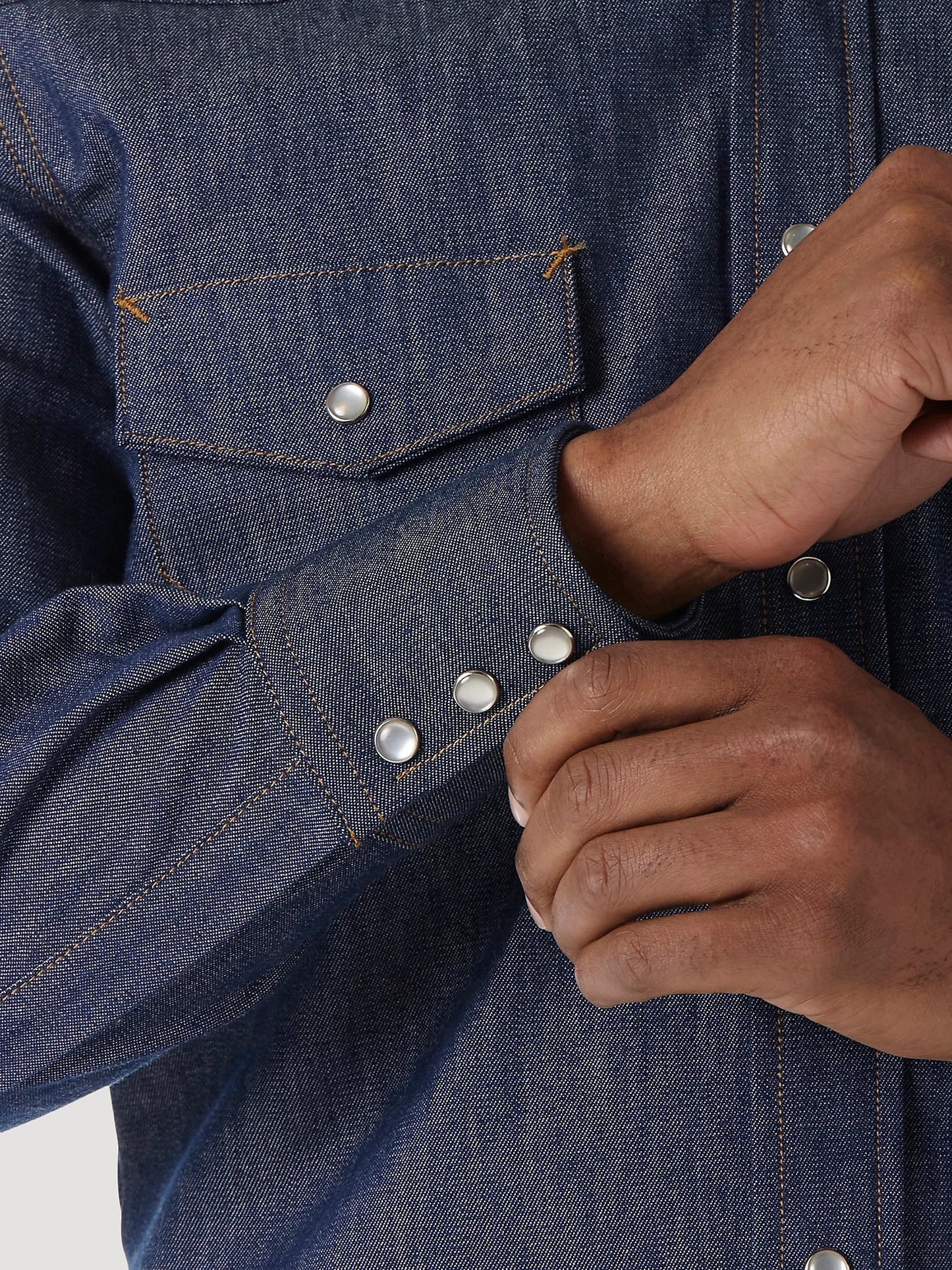 Wrangler Flame Resistant Denim Work Shirt w/3 Snap Adjustable Cuffs
