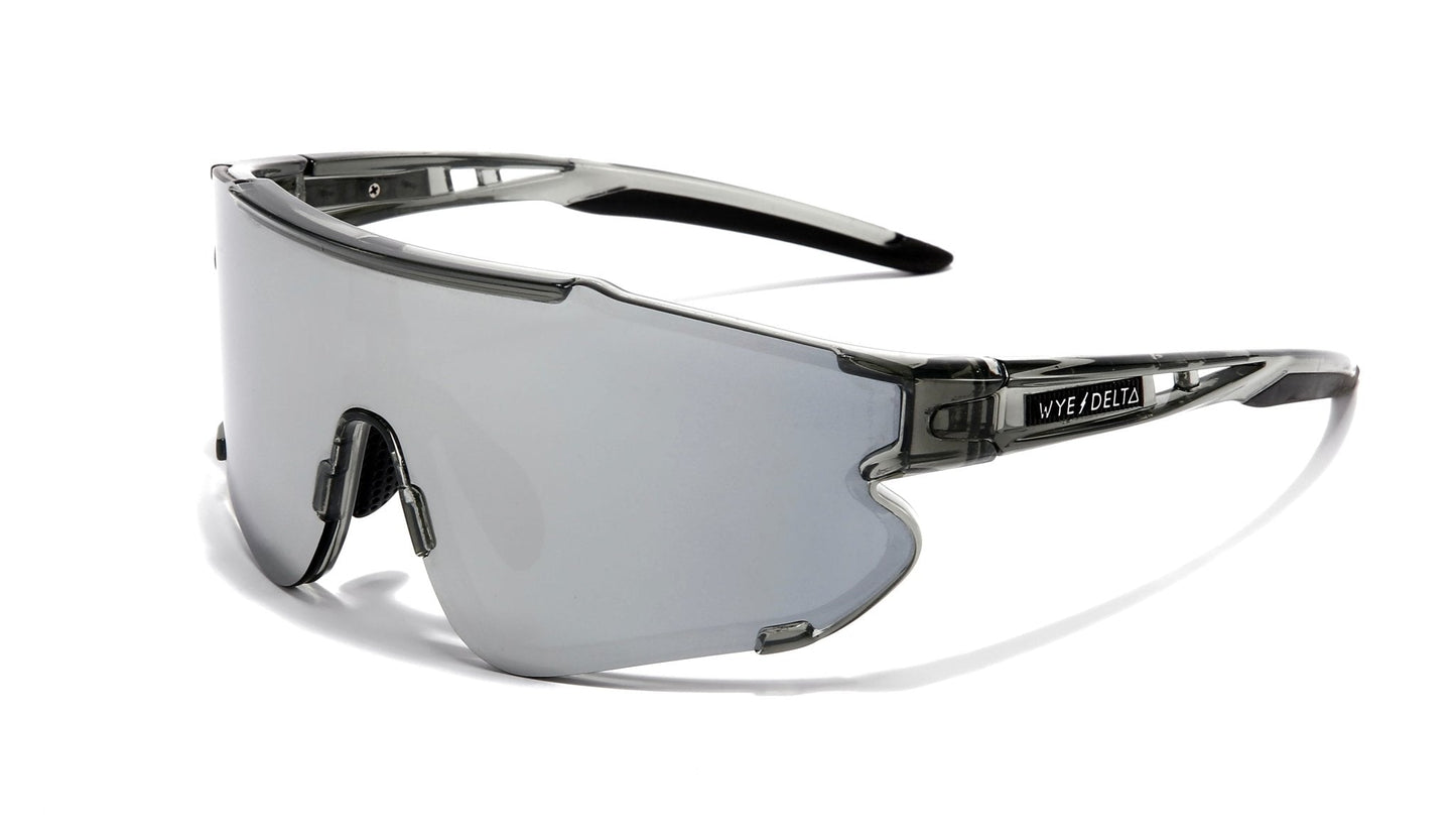 Wye Delta HiViz Transparent Sunglasses Grey Mirror Polarized Goggles