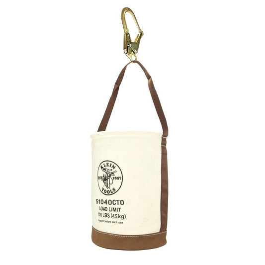 Klein Canvas Tool Bucket with Connection Points, Leather Bottom - 5104OCTO - J.L. Matthews Co., Inc.