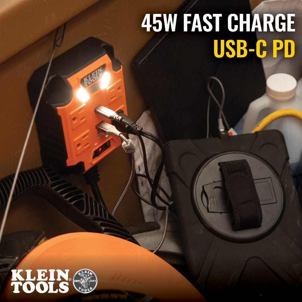 Klein PowerBox 1 Magnetic Mounted Power Strip with Integrated LED Lights