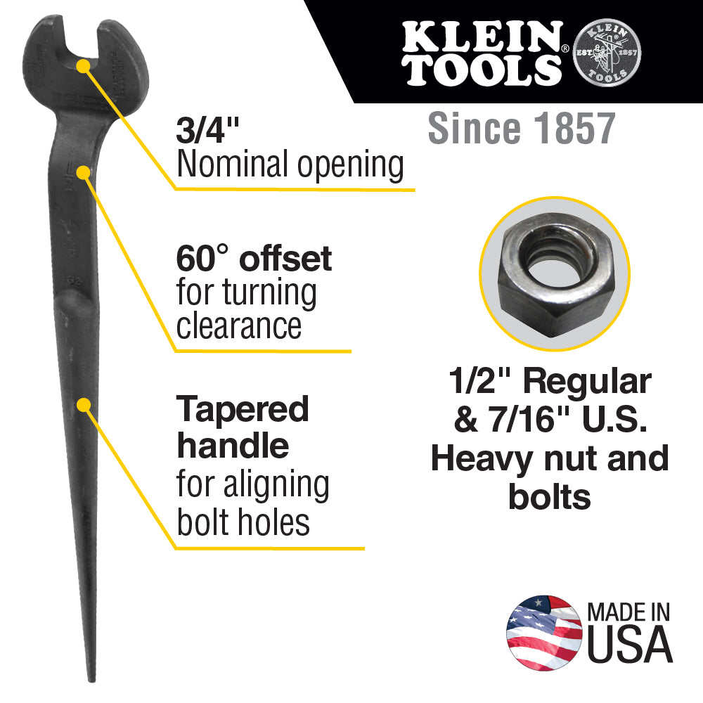 Klein 3/4" Nominal Opening Spud Wrench - 3219