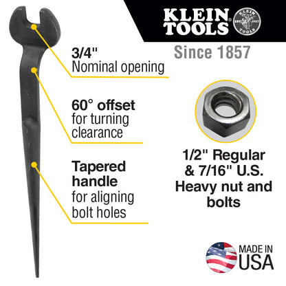 Klein 3/4" Nominal Opening Spud Wrench - 3219