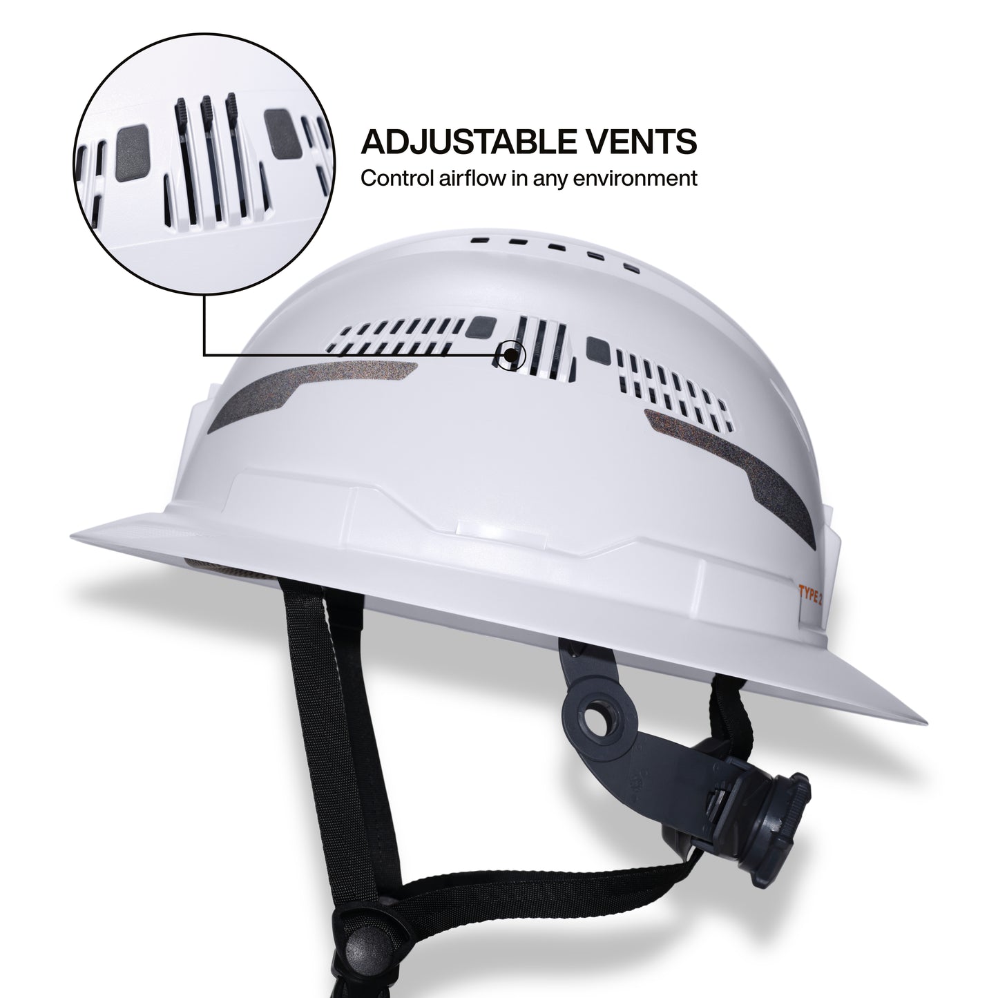 Klein Type-2 Hard Hat, Vented Full Brim Style, White - 60401T2