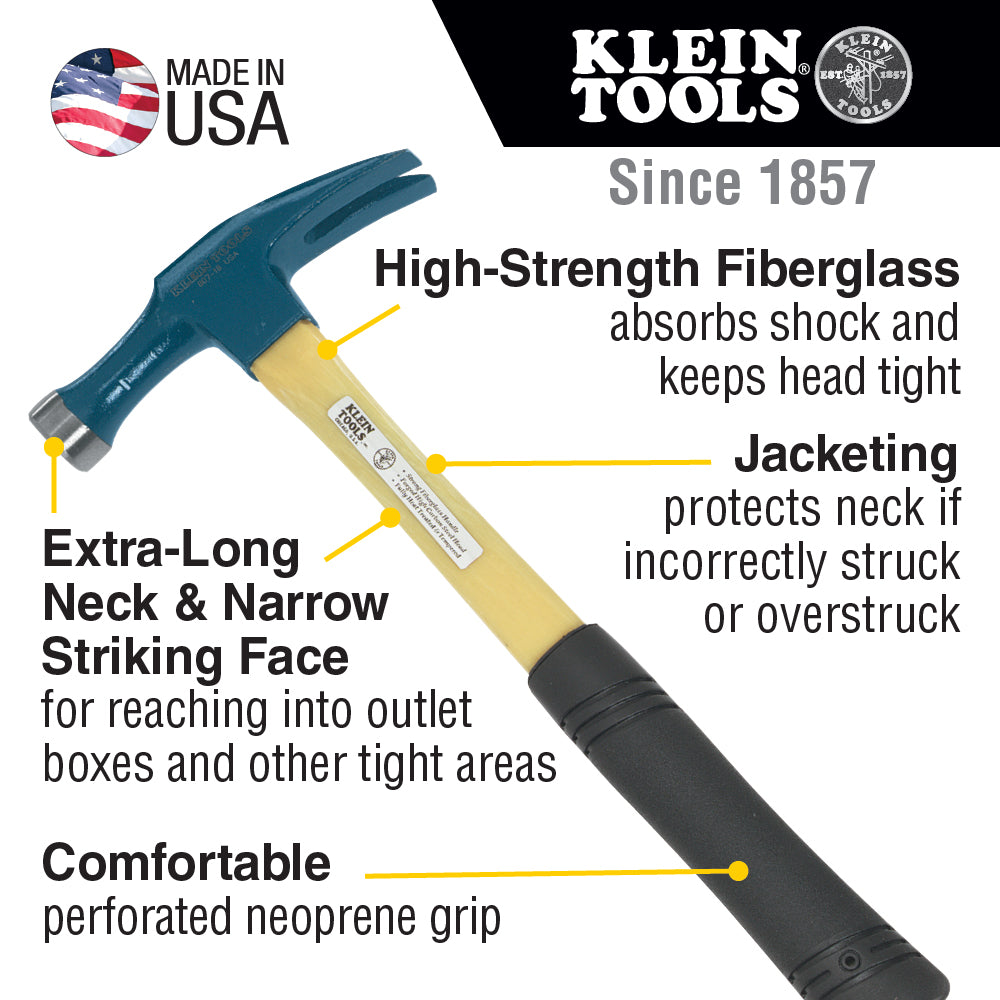 Klein Hammer Electrician's Straight-Claw Hammer - 807-18