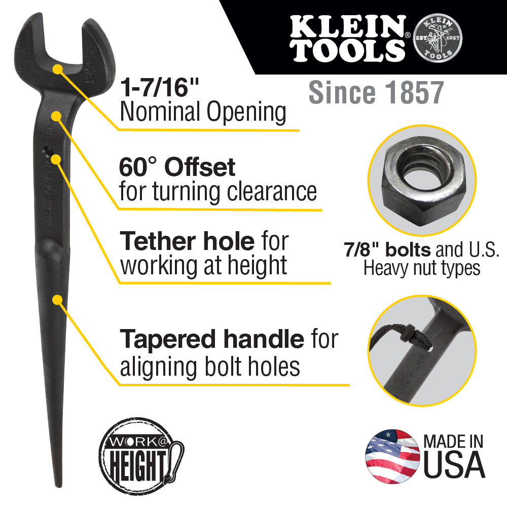 Klein Spud Wrench 7/8'' Nominal Opening With Tether Hole - 3213TT