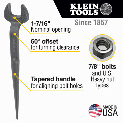 Klein Tools Erection Wrench Nominal Opening for Heavy Nut