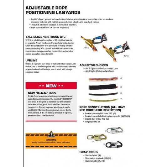 Bashlin 8' Adjustable Rope Positioning Lanyard - 4019NXBC-8AL