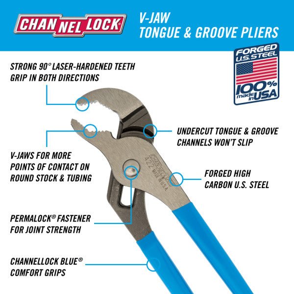 Channellock Tongue & Groove V-JAWS Pliers