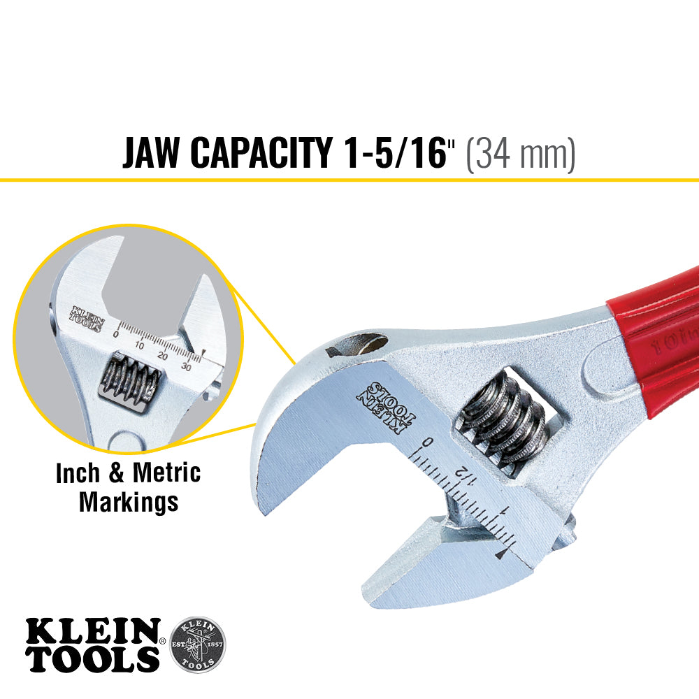 Klein Tools Plastic-Dipped Handle Adjustable Wrench