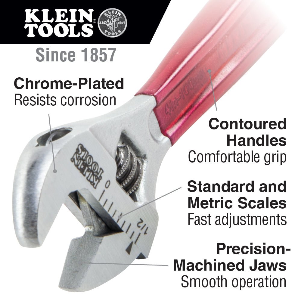 Klein 10'' Adjustable Wrench Extra Capacity Drive Wrench - 507 - 10 - Wrenches