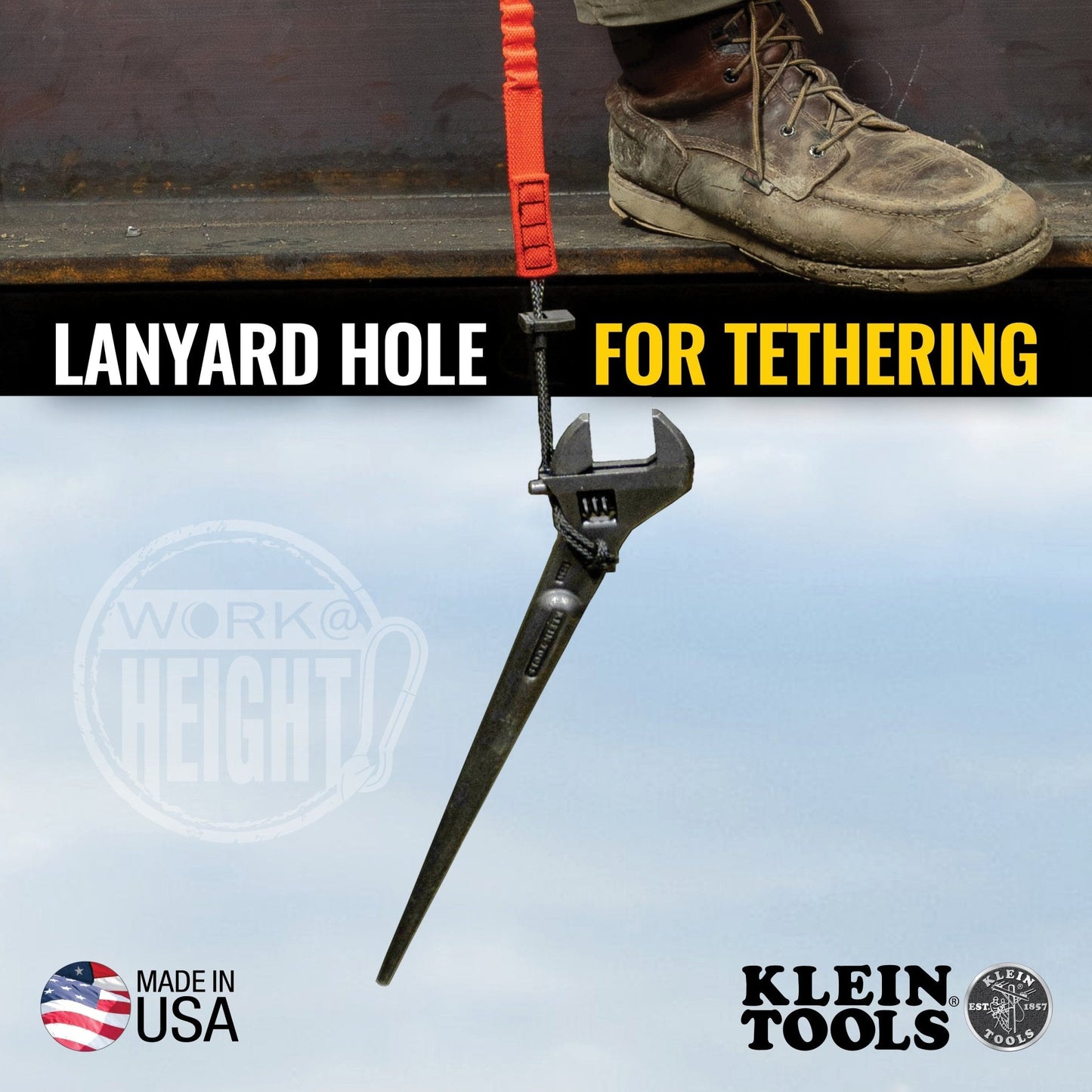 Klein 10'' Adjustable - Head Spud Wrench w/Lanyard Hole