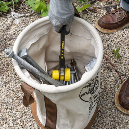 Klein Canvas Bucket Leather Bottom 17'' Tool Bucket - 5104 - J.L. Matthews Co., Inc.