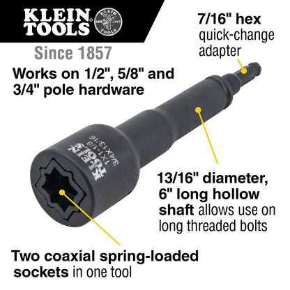 Klein 2 - in - 1 6 Piece Socket Set W/Nut Runner - 660KIT2 - J.L. Matthews Co., Inc.