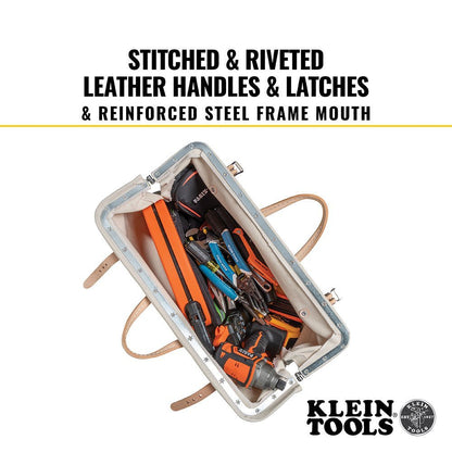 Klein 20'' Canvas Tool Bag Linemen Heavy - duty Tool Storage - 5102 - 20 - J.L. Matthews Co., Inc.