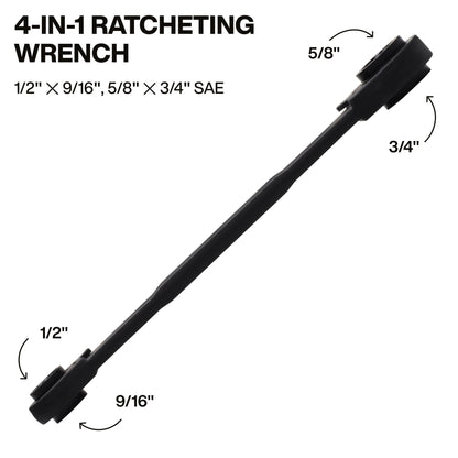 Klein 4 - in - 1 Ratcheting Wrench, Medium - 68215 - Wrenches