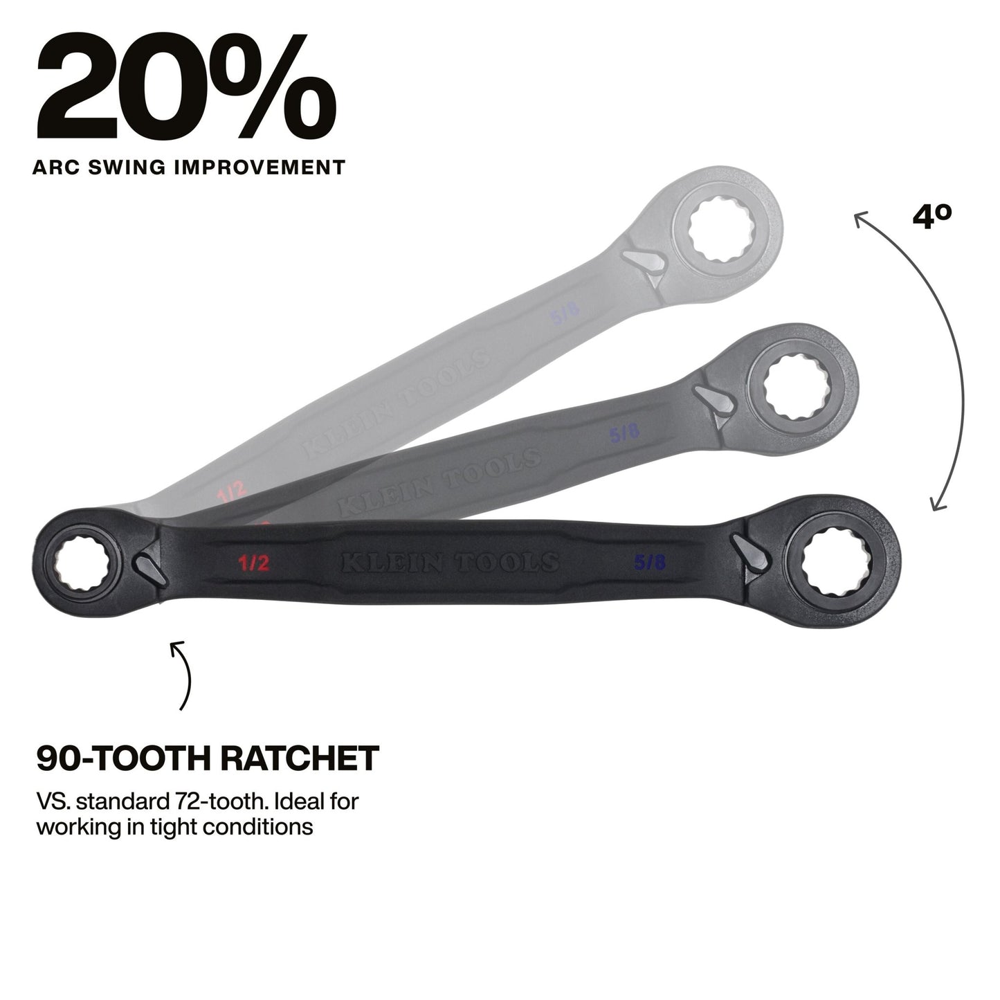 Klein 4 - in - 1 Ratcheting Wrench, Medium - 68215 - Wrenches