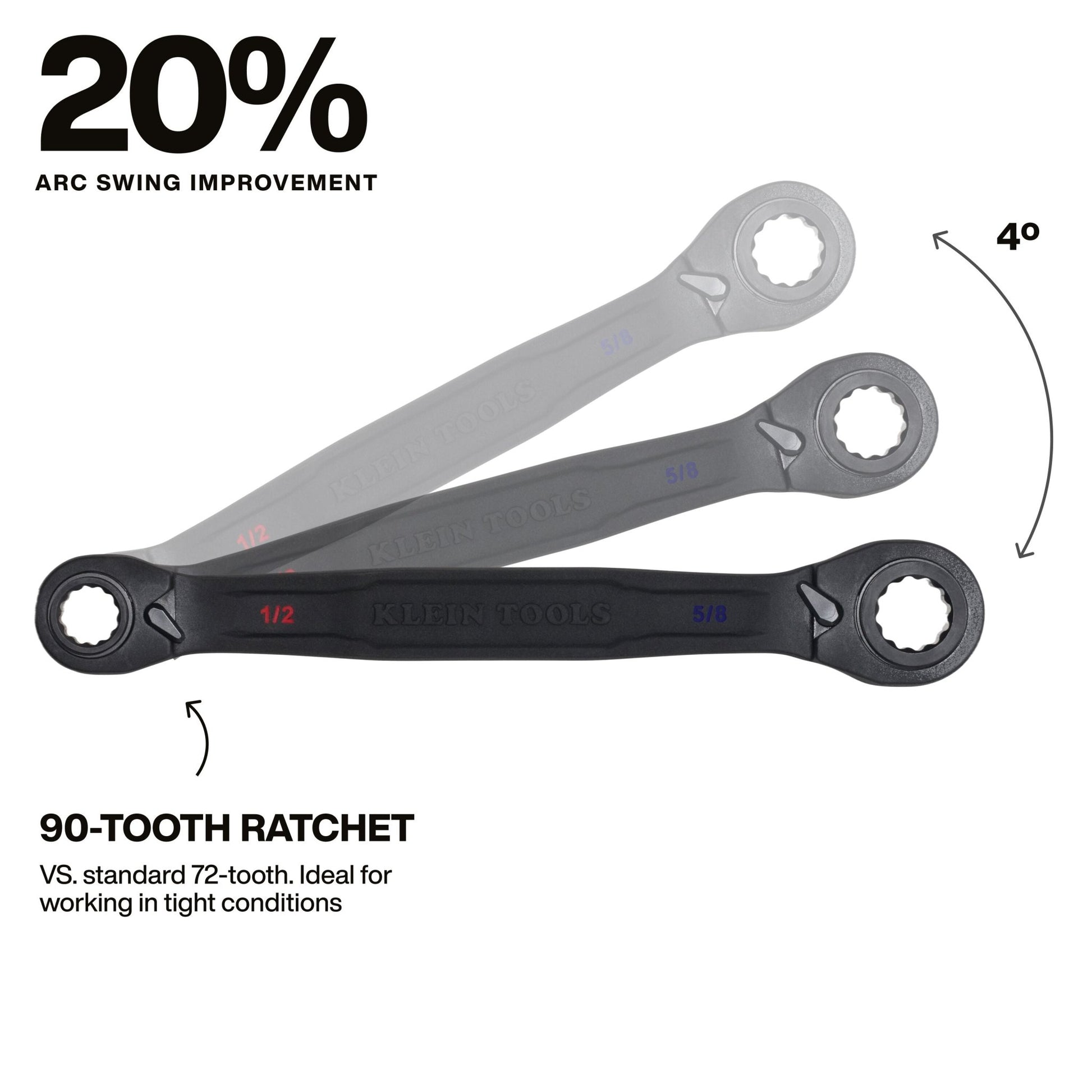 Klein 4 - in - 1 Ratcheting Wrench, Medium - 68215 - Wrenches