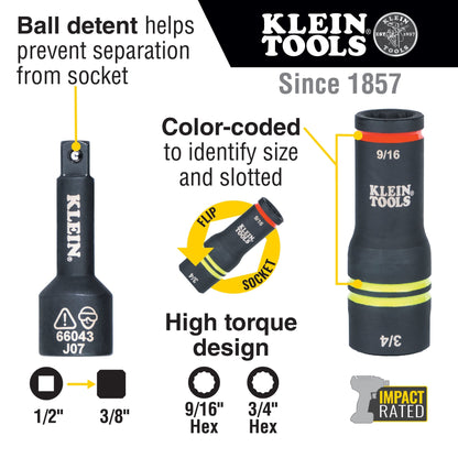 Klein 5 - in - 1 4 Piece Mini Impact Socket Set - 660KIT3 - J.L. Matthews Co., Inc.