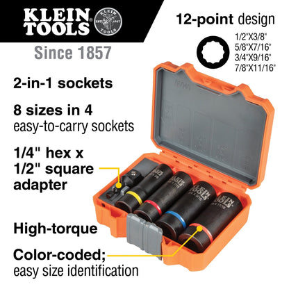 Klein 5 - Piece 12 - Point Impact Socket Set - 66040 - J.L. Matthews Co., Inc.