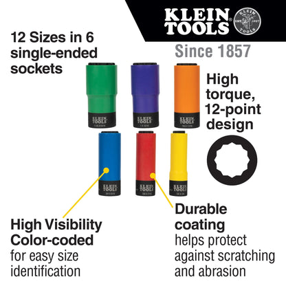 Klein 6 - Piece 12 - Point Color Coated Socket Set - 66033 