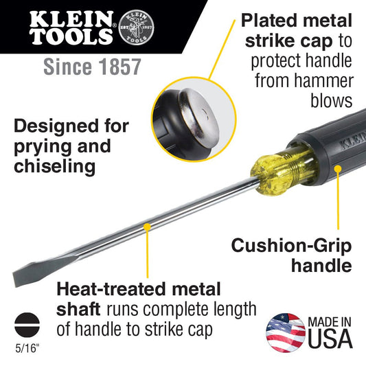 Klein 7" Round Shank Demolition Screwdriver 