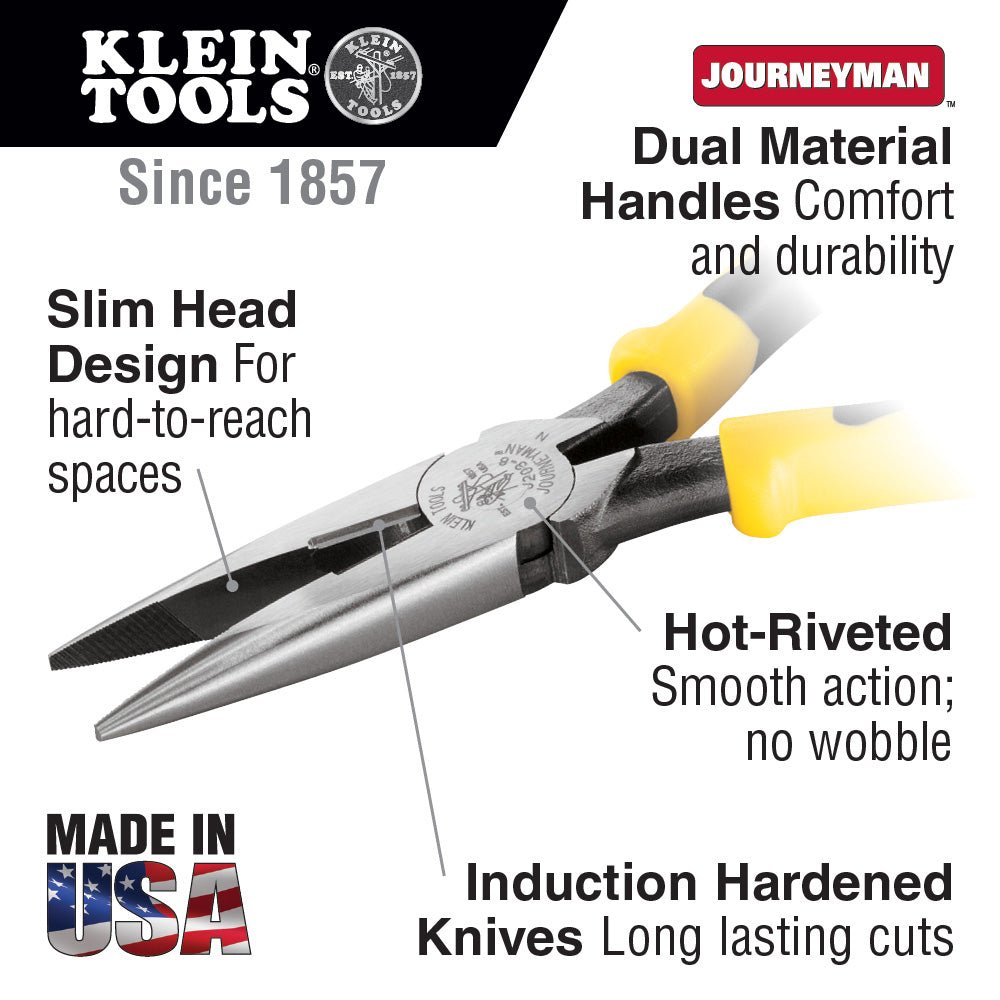 Klein 8'' Journeyman Needle-Nose Side-Cutting Pliers