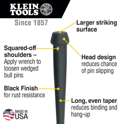 Klein Broad Head 10" Bull Pin Heat-treated Drift Pin - 3256