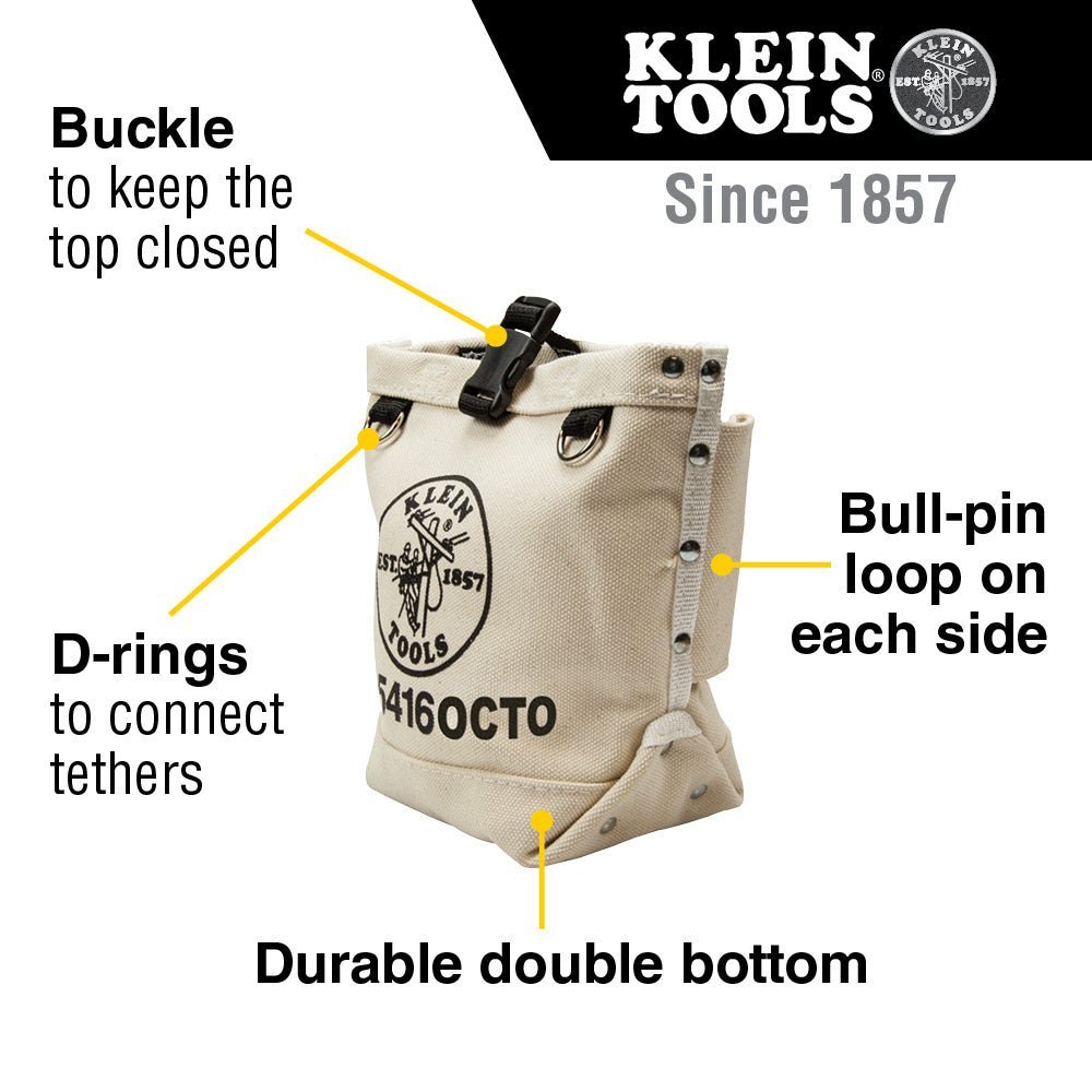 Klein Canvas Tool Bag Bull-Pin & Bolt Pouch W/Tool Tether - 5416OCTO