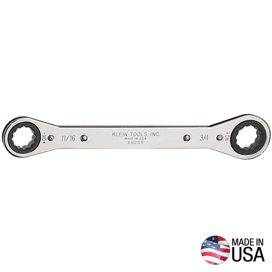 Klein Chrome - plated Lineman Wrench Ratcheting Box Wrench - 68205 - J.L. Matthews Co., Inc.