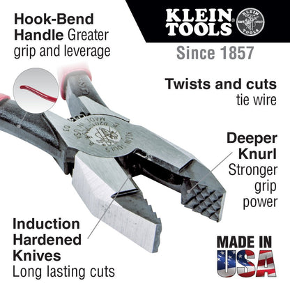 Klein Ironworker's Pliers, Aggressive Knurl, 9 - Inch - D201 - 7CSTA - J.L. Matthews Co., Inc.