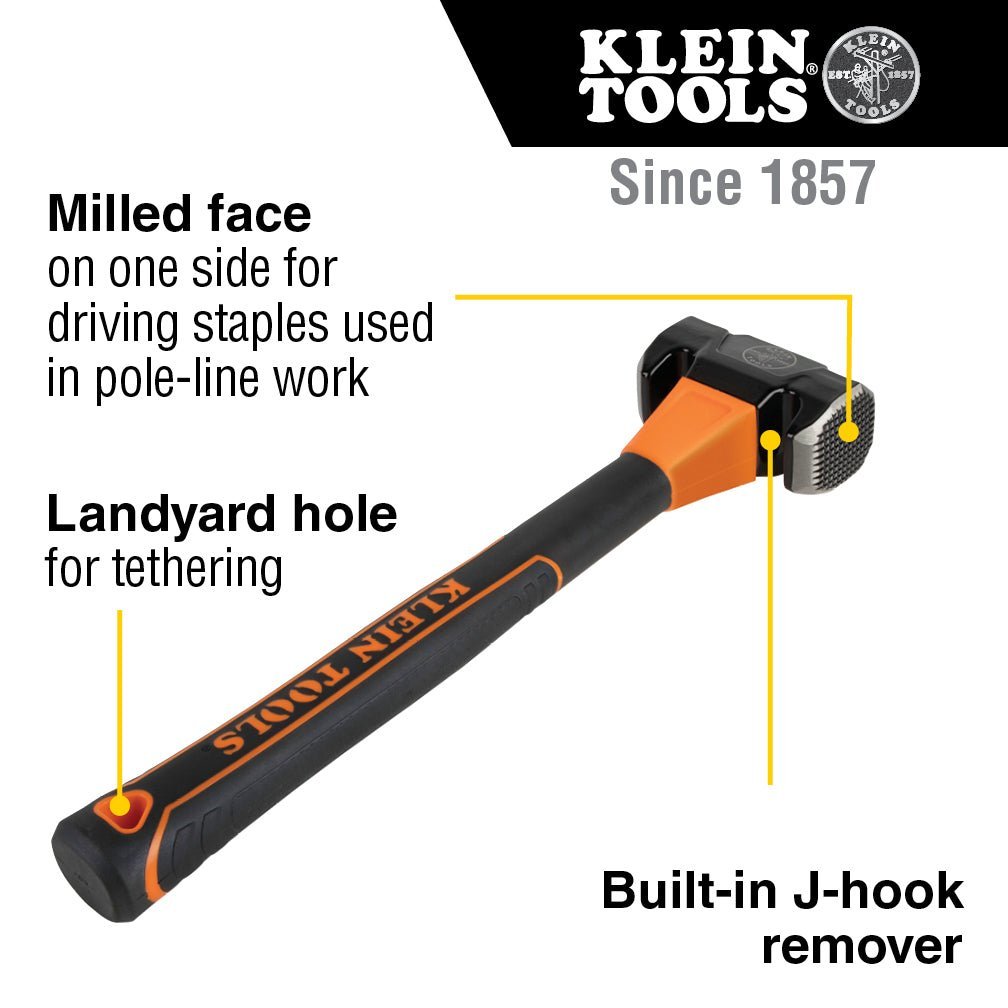 Klein Milled Face Hammer Lineman's Hammer - 809 - 36MF - J.L. Matthews Co., Inc.