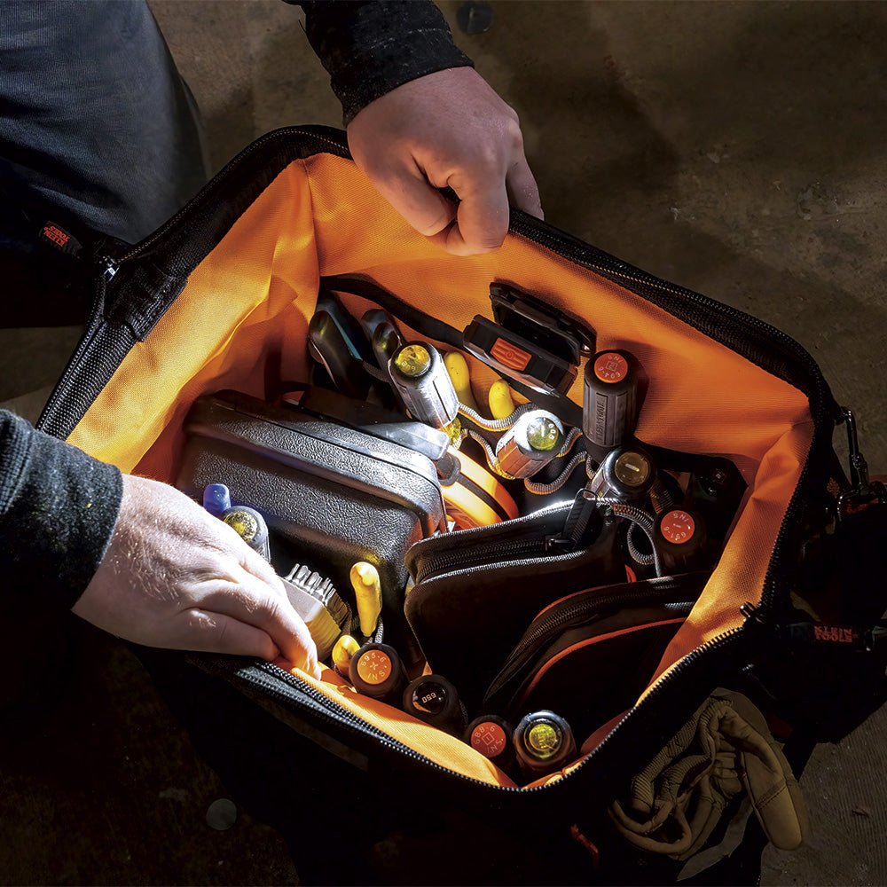 Klein's Tool Bag w/stay-open wide framed top