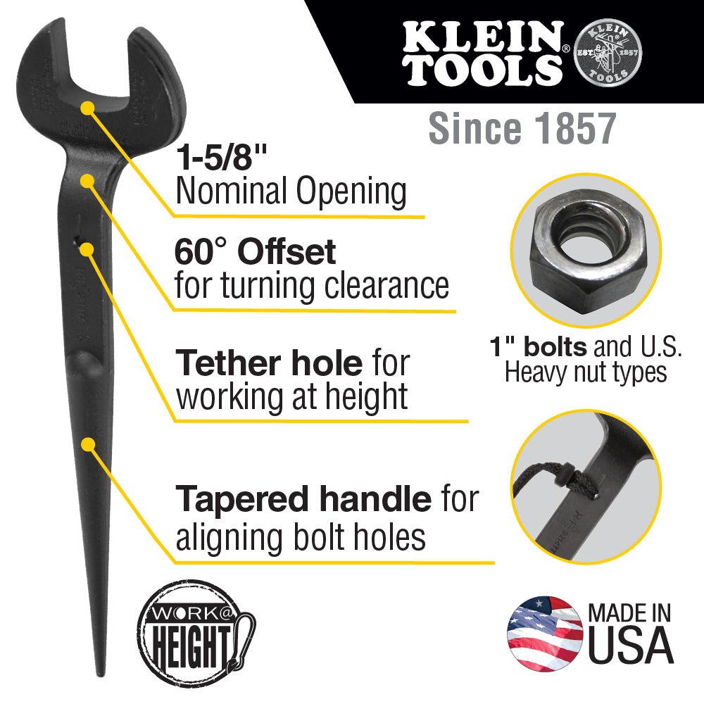 Klein Nominal Opening Spud Wrench With Tether Hole - 3214TT - J.L. Matthews Co., Inc.