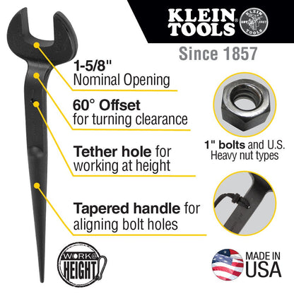 Klein Nominal Opening Spud Wrench With Tether Hole - 3214TT - J.L. Matthews Co., Inc.