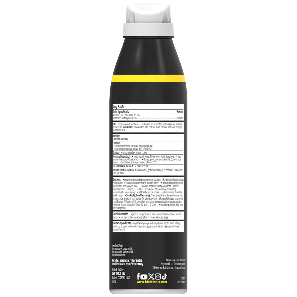 Klein Sunscreen Spray, Broad Spectrum SPF 50, 12 - Pack - SPF50SPY55 - Sunscreen - J.L. Matthews Co., Inc.